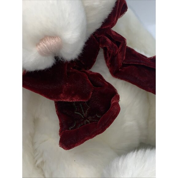 Russ Berrie Tic Toc Christmas Mouse w /Tags Festive Red Bow White Pink - Picture 3 of 9